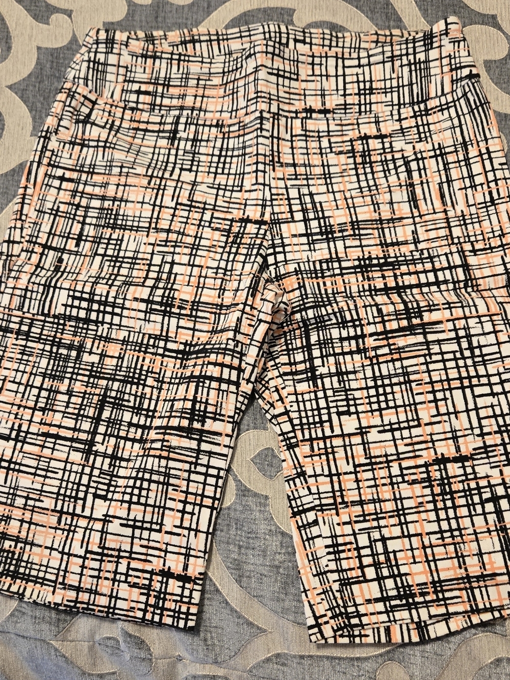 new directions Black and Peach Grid Print Shorts